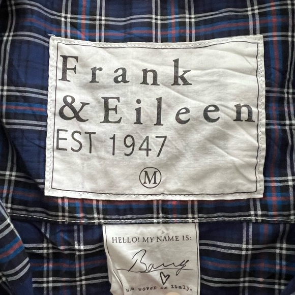 🆕 Frank & Eileen plaid purple blue linen Barry shirt medium - Picture 3 of 14